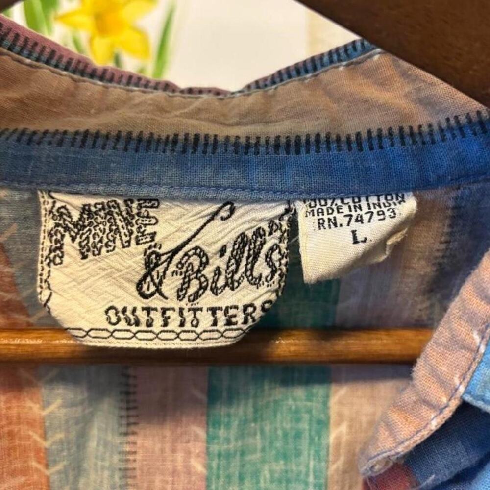 90s Western Stripe Crop Button Up – Southwest Cowgirl Top M - Picture 6 of 8